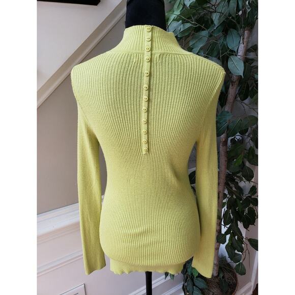 Arden B. Sweater Women's Size Small Green Striped Long Sleeve Mock Neck Pullover - Picture 4 of 9